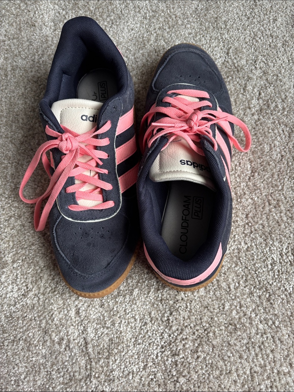 adidas Women’s Navy and Pink Cloudfoam Sneakers